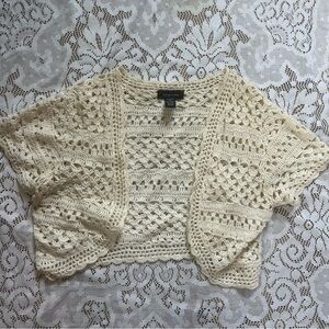 Spense Cream Crochet Shrug